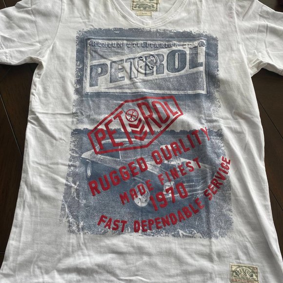 PETROL T shirt. White T shirt with embossed printing - Picture 5 of 5